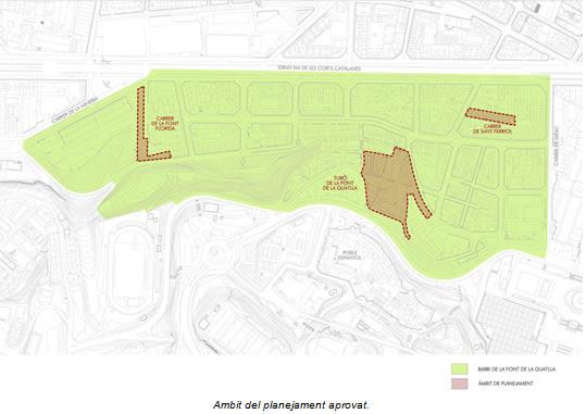 Plànol del barri de la Font de la Guatlla on l'Ajuntament ha fet un canvi de planejament