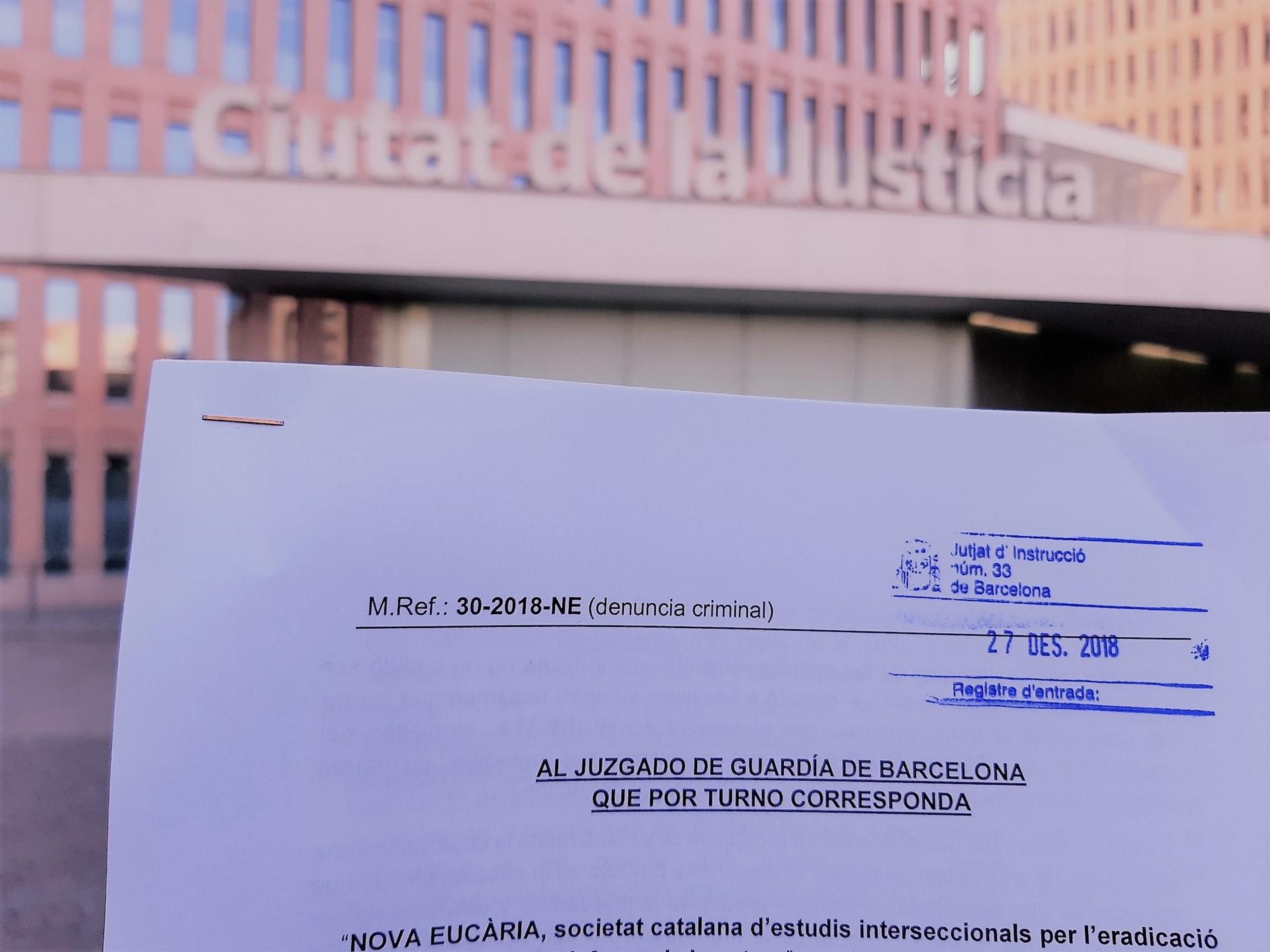 Denúncia presentada per l'entitat Nova Eucària. | Europa Press