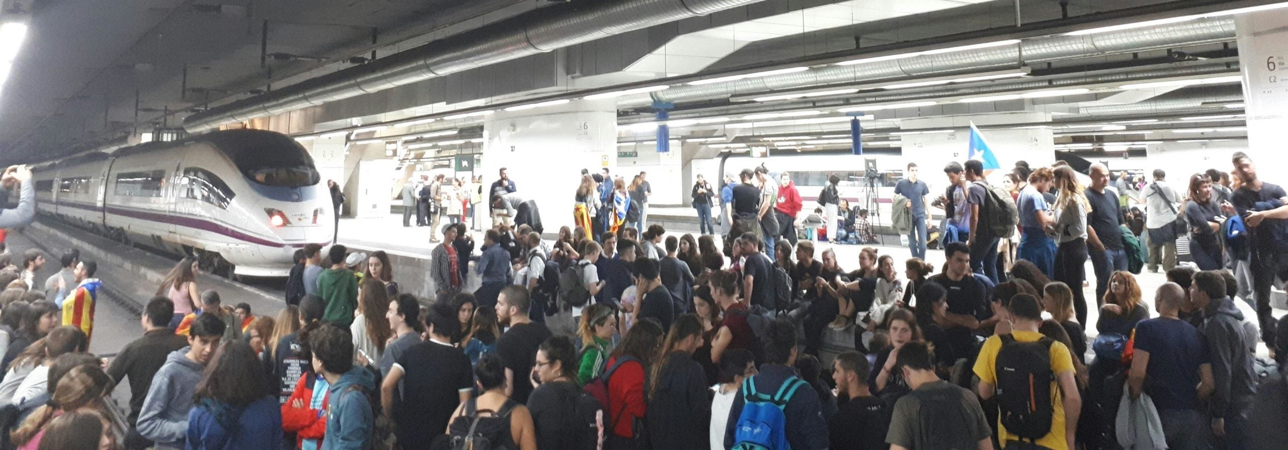 Unes 500 persones van tallar les vies de l'AVE a l'estació de Sants durant la vaga general del 2017 / Europa Press