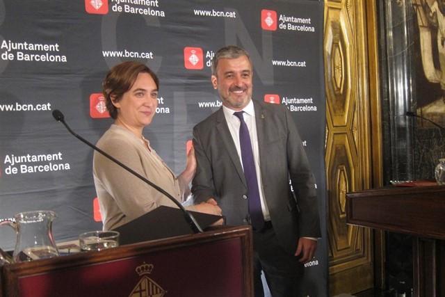 L'alcaldessa Ada Colau i el candidat del PSC, Jaume Collboni, en una imatge del 2017. | Europa Press