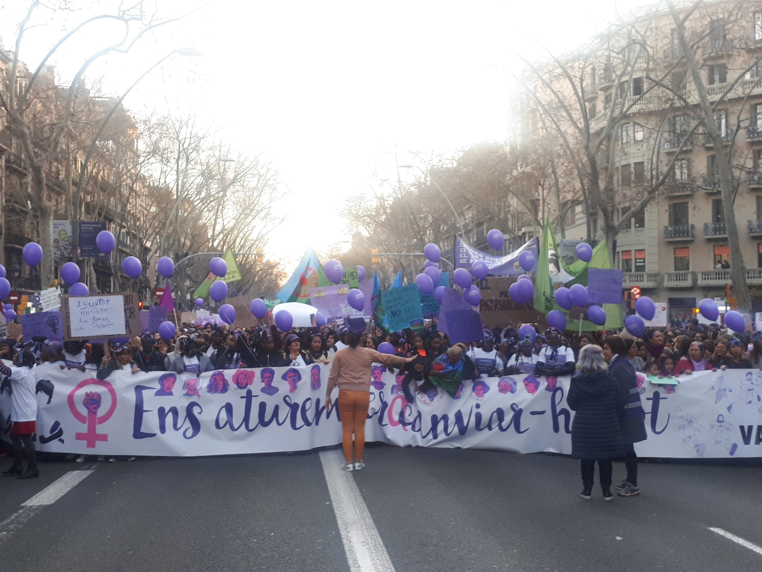 La capçalera de la manifestació del 8-M del 2019 / Europa Press