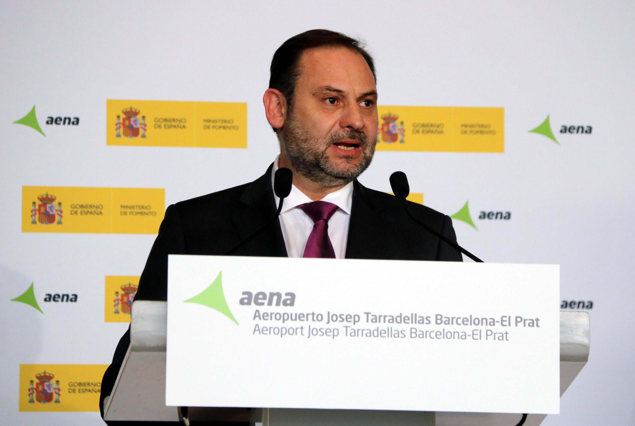 El ministre de Foment del govern espanyol, José Luís Ábalos, a la presentació del nou nom de l'aeroport Josep Tarradellas-Barcelona-El Prat. / ACN (Aina Martí)