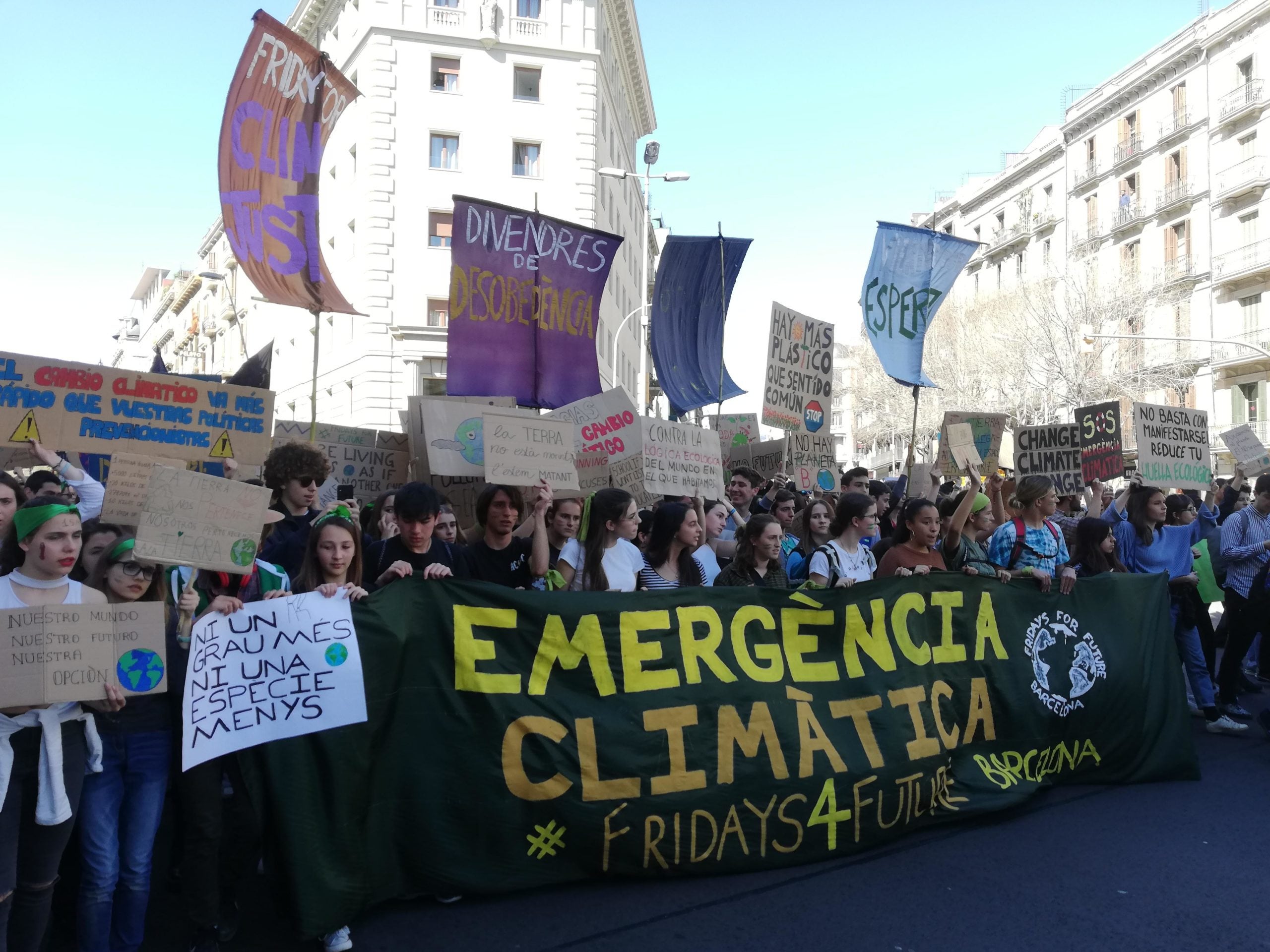 La manifestació dels estudiants contra el canvi climàtic, al març / A.L.