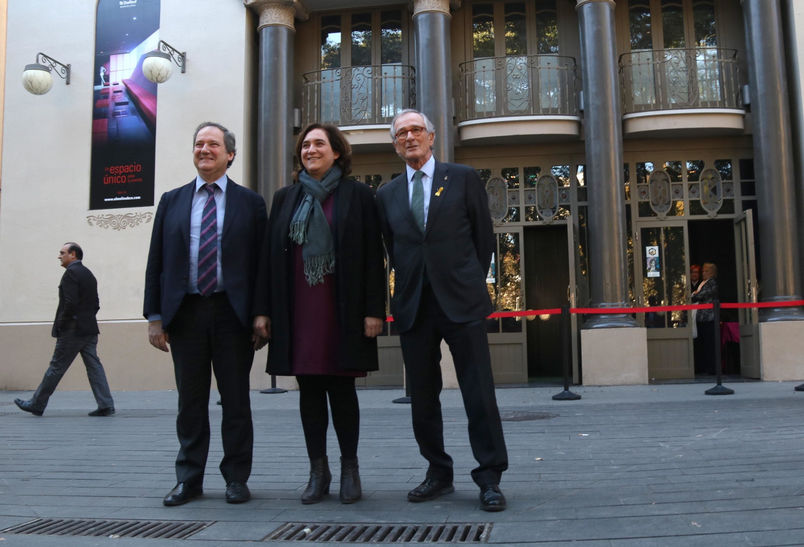 Jordi Hereu amb Ada Colau i Xavier Trias, en una imatge d'arxiu (17-11