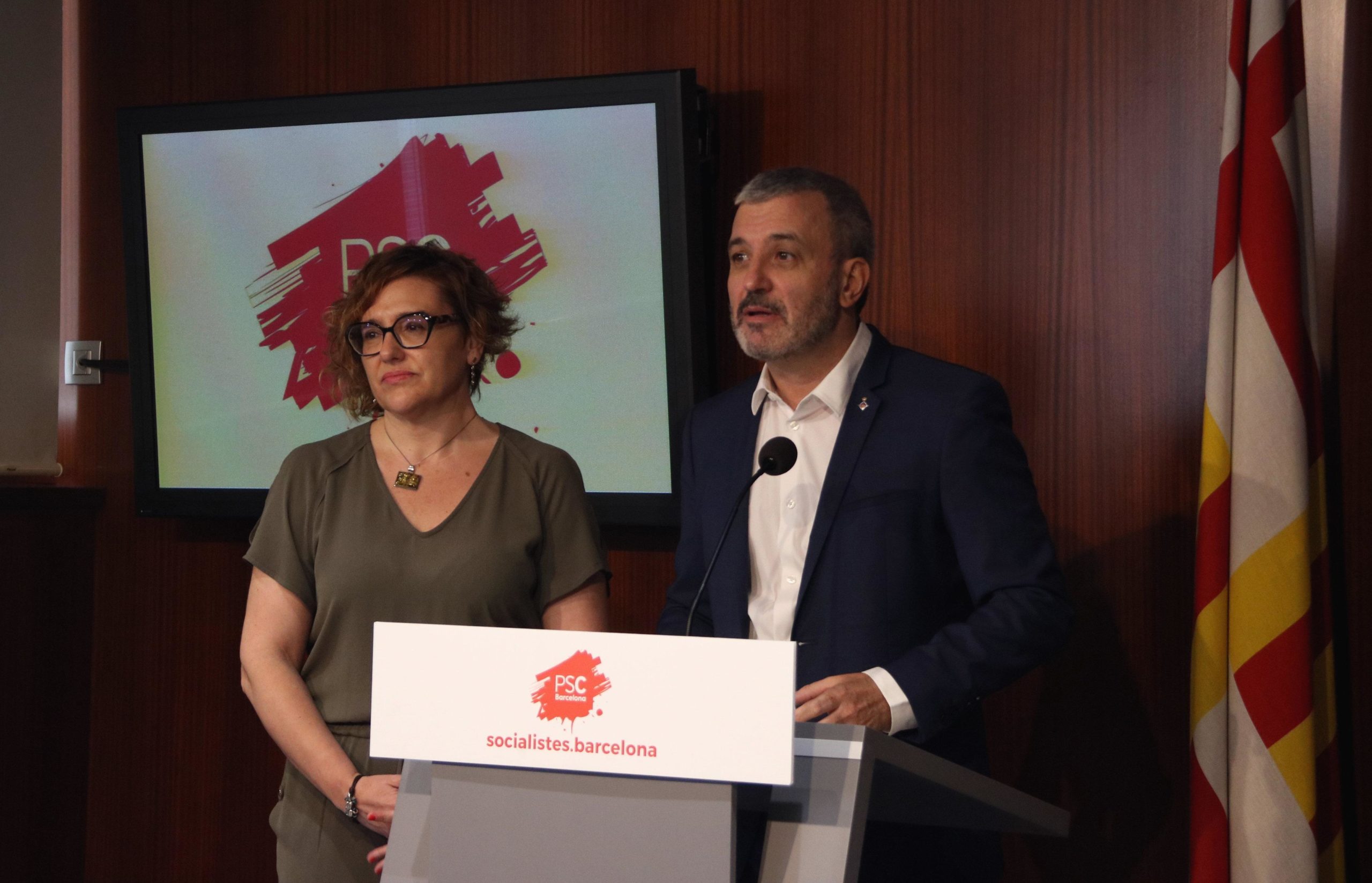 Imatge d'arxiu de Montserrat Ballarín, juntament amb Jaume Collboni. / ACN (Aina Martí)