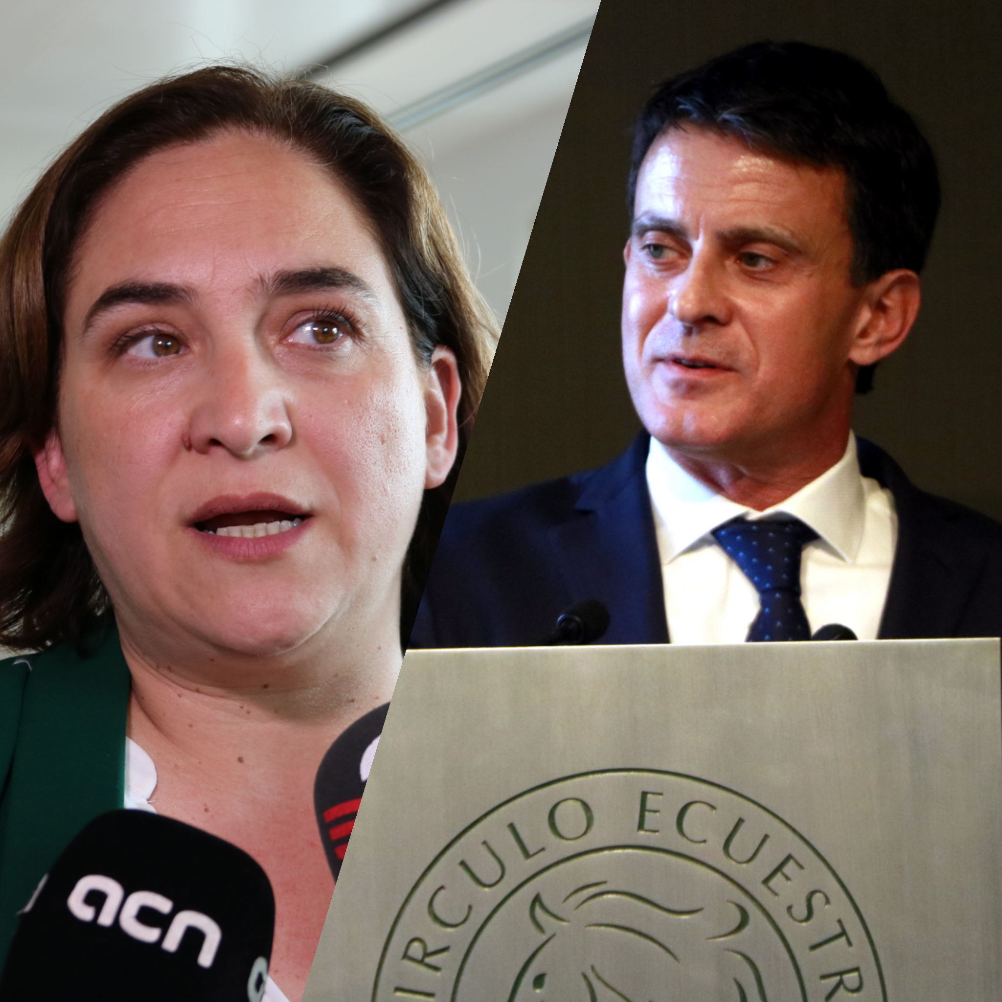 L'alcaldessa, Ada Colau, i el candidat de Ciutadans, Manuel Valls. | ACN