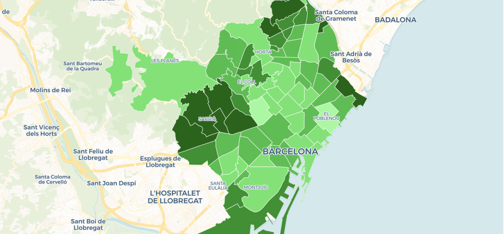 Resultats de Vox a les eleccions municipals del 26M a Barcelona / Carto