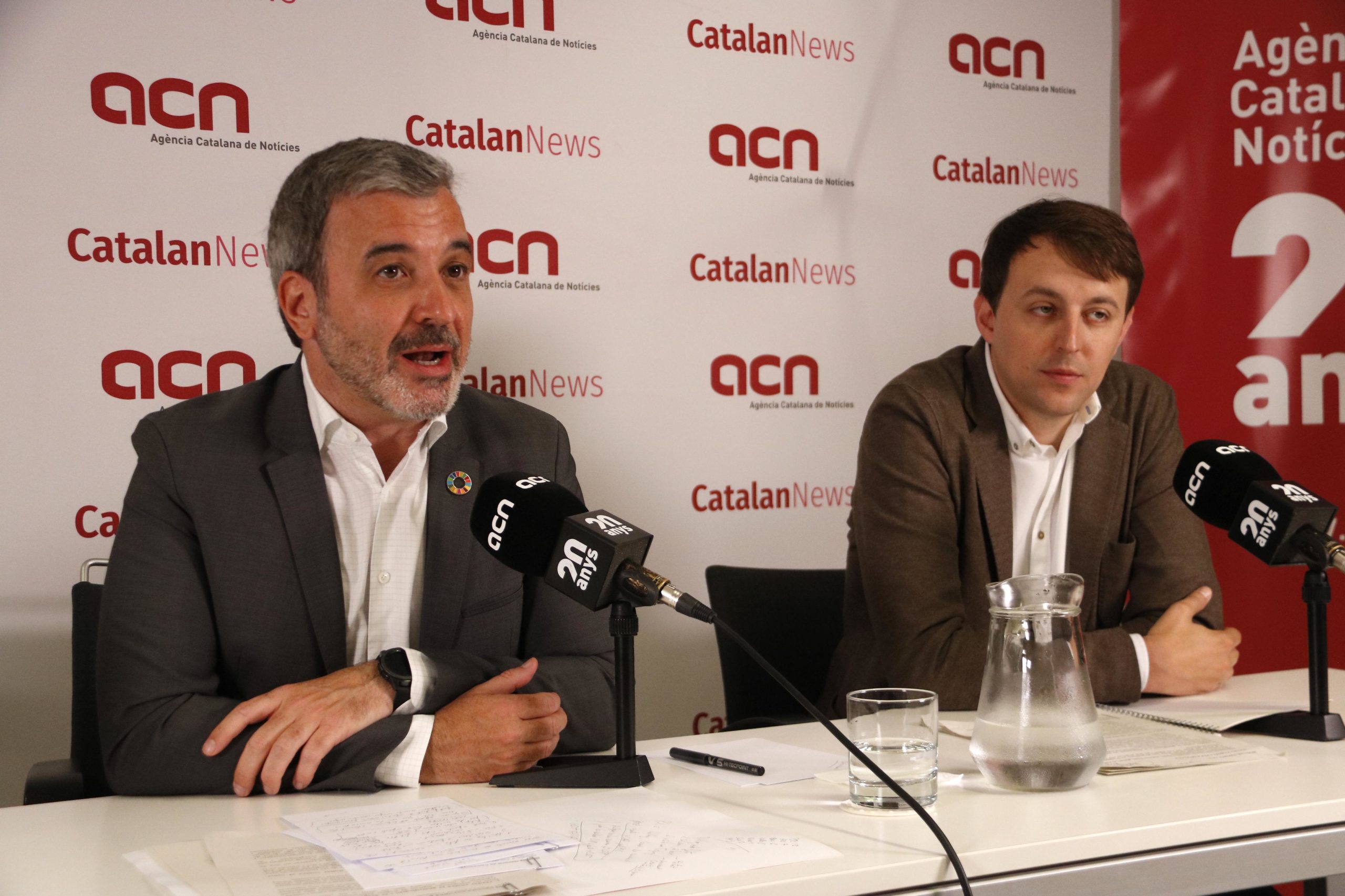 El candidat socialista, Jaume Collboni, a la roda de premsa de l'Agència Catalana de Notícies. | ACN