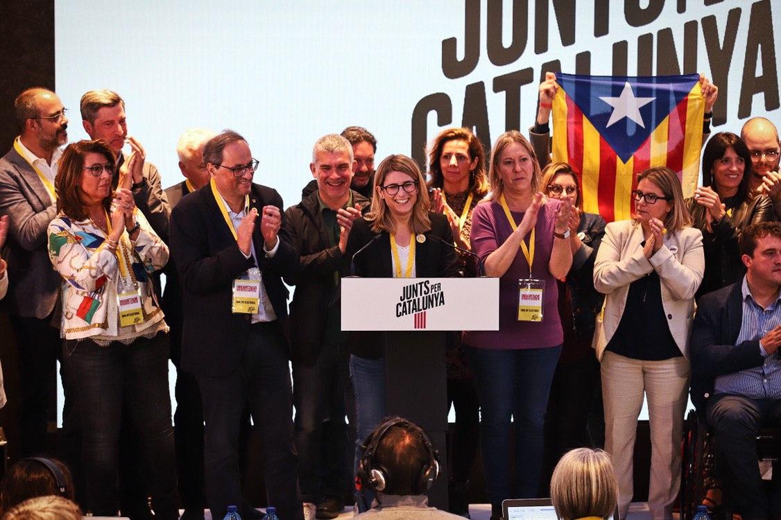 Elsa Artadi, en la seva compareixença a la seu de la nit electoral de JxCat després de les eleccions del 26M / Jordi Borràs