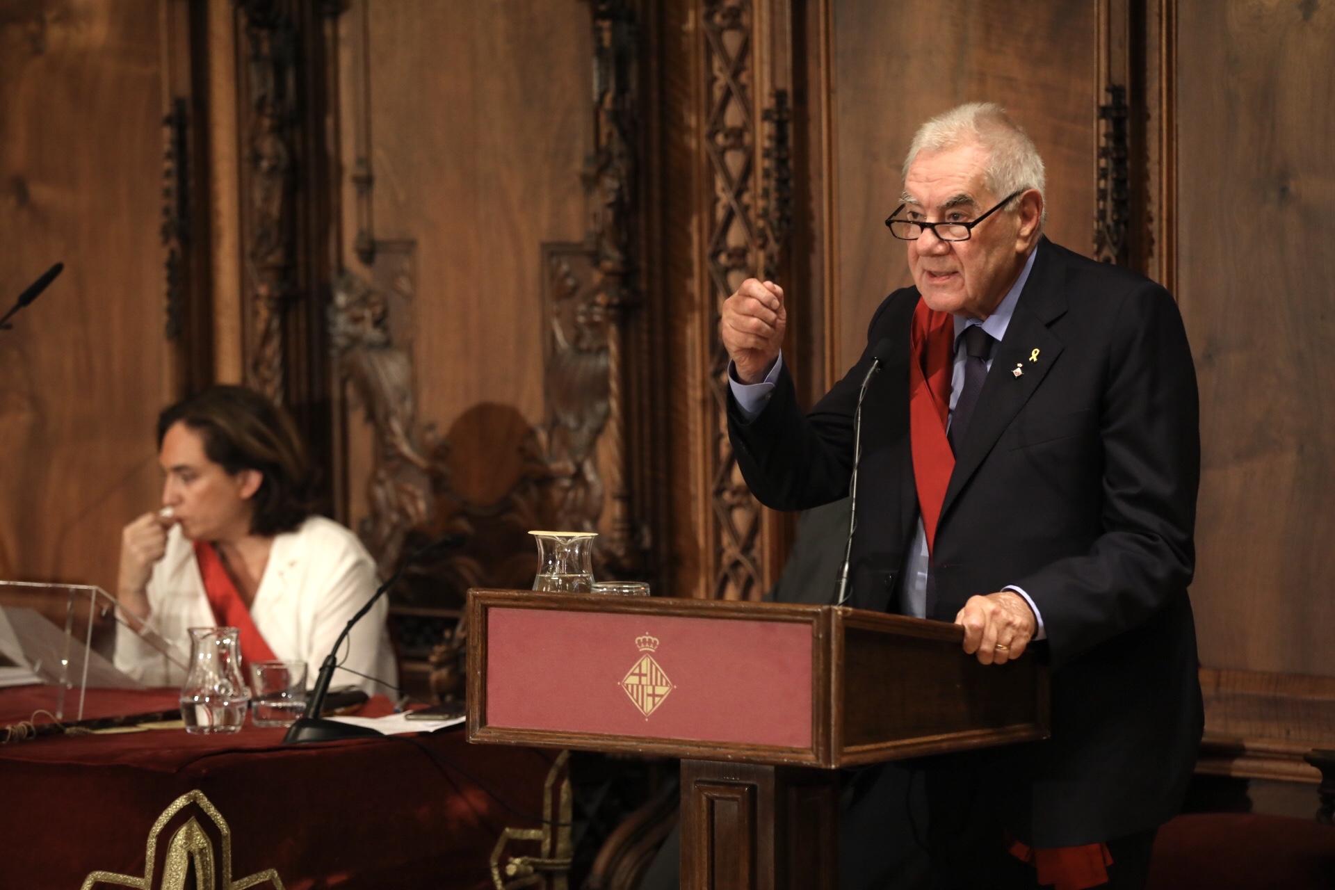 Ernest Maragall, en el seu discurs en el ple d'investidura del 2019 / Jordi Play