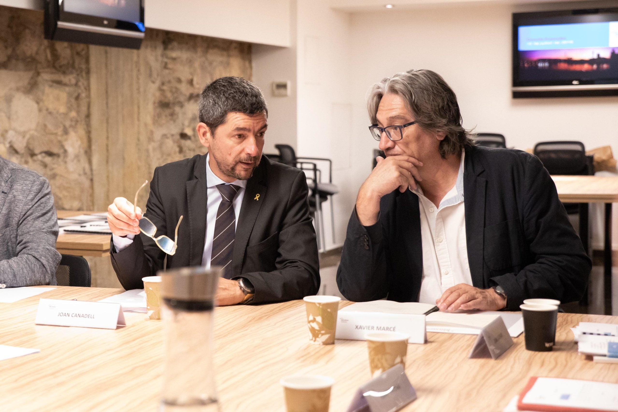 Joan Canadell i Xavier Mercè durant la reunió de Turisme de Barcelona / TB