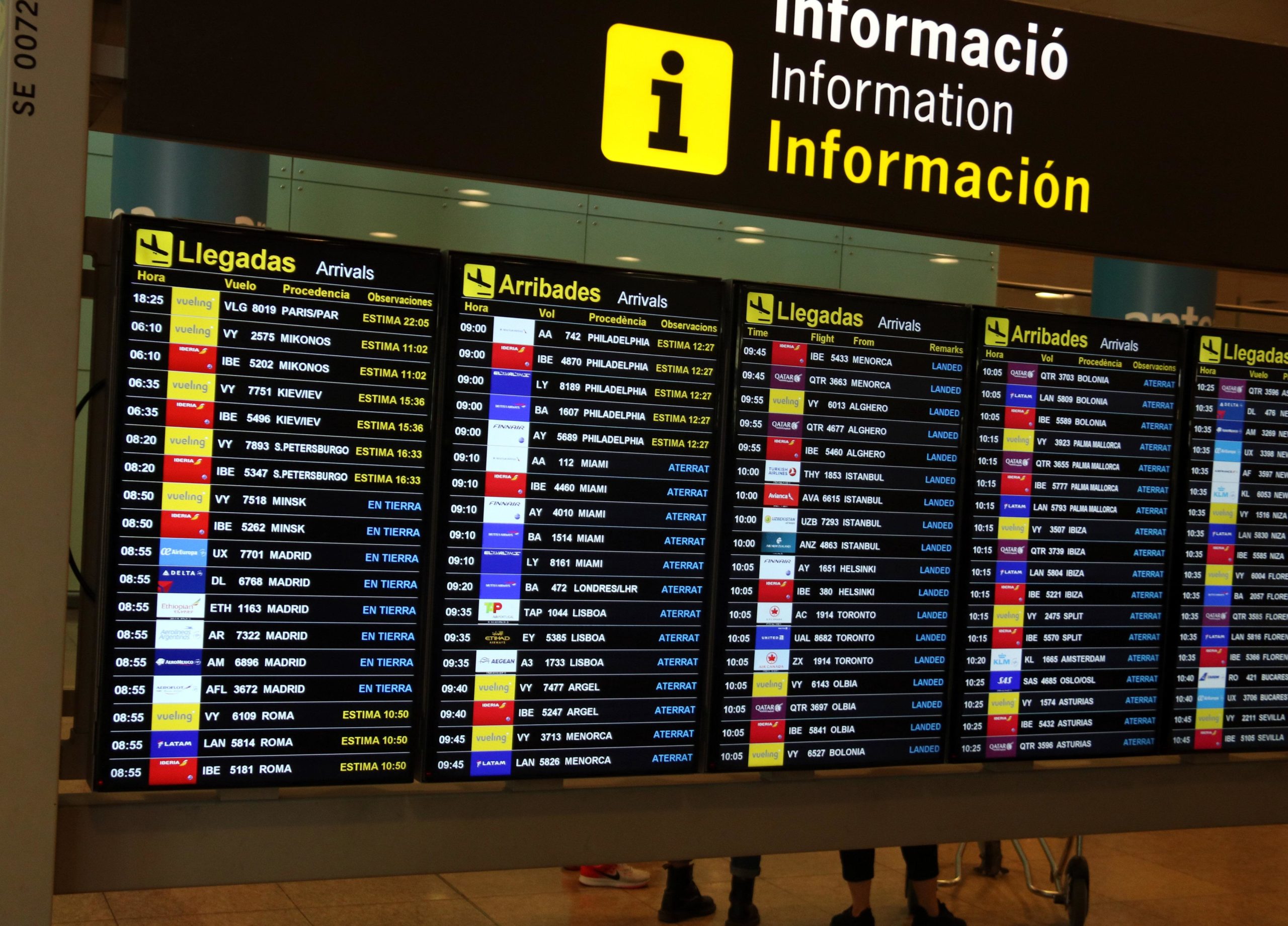 Imatge d'arxiu d'un taulell digital dels vols a l'aeroport del Prat / ACN