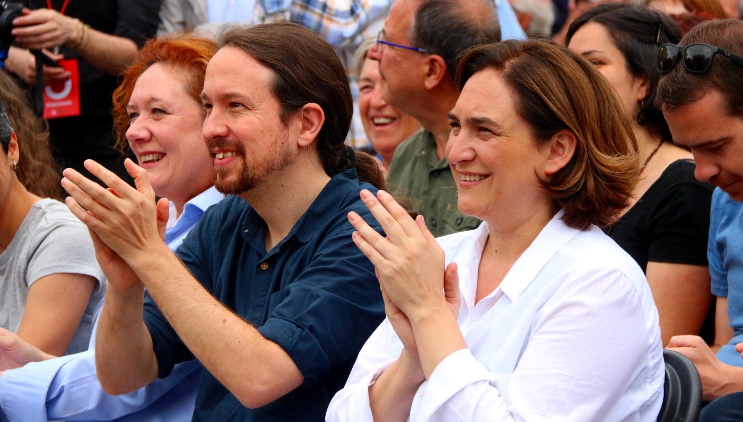 Pablo Iglesias i Ada Colau en un acte de campanya pel 28A, en una imatge d'arxiu / ACN (Nazaret Romero)