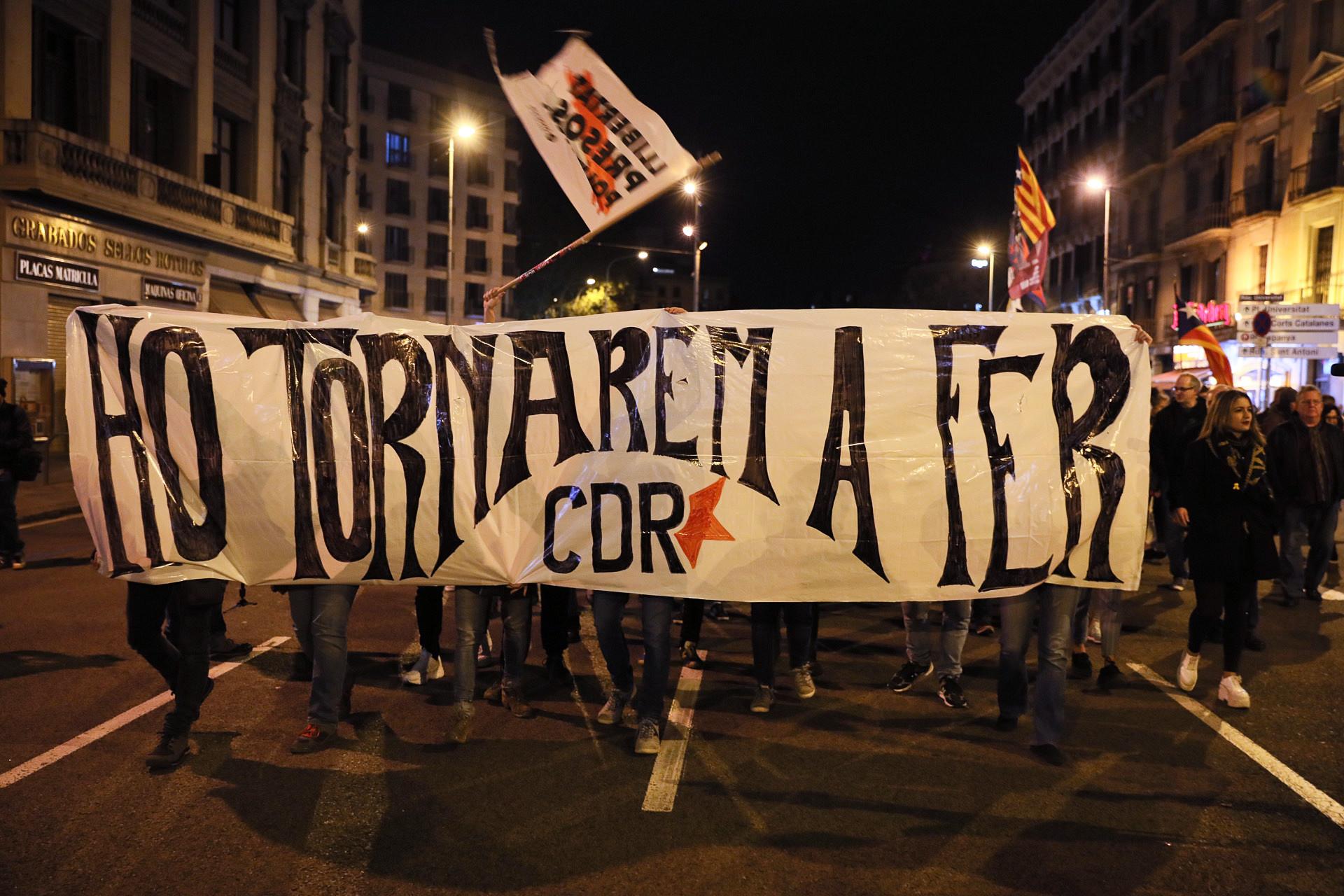 Manifestació dels CDR durant la jornada de reflexió / Jordi Borràs