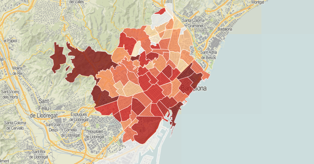 Alguns barris de Barcelona han vist com el lloguer creixia més del 60% / Instamaps