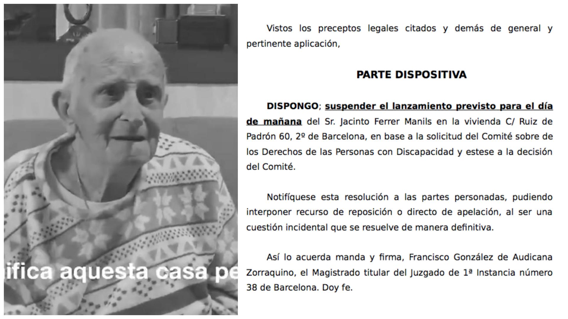 Suspensió del desnonament del Cinto, un avi de 92 anys del Camp de l'Arpa / Observatori Clot