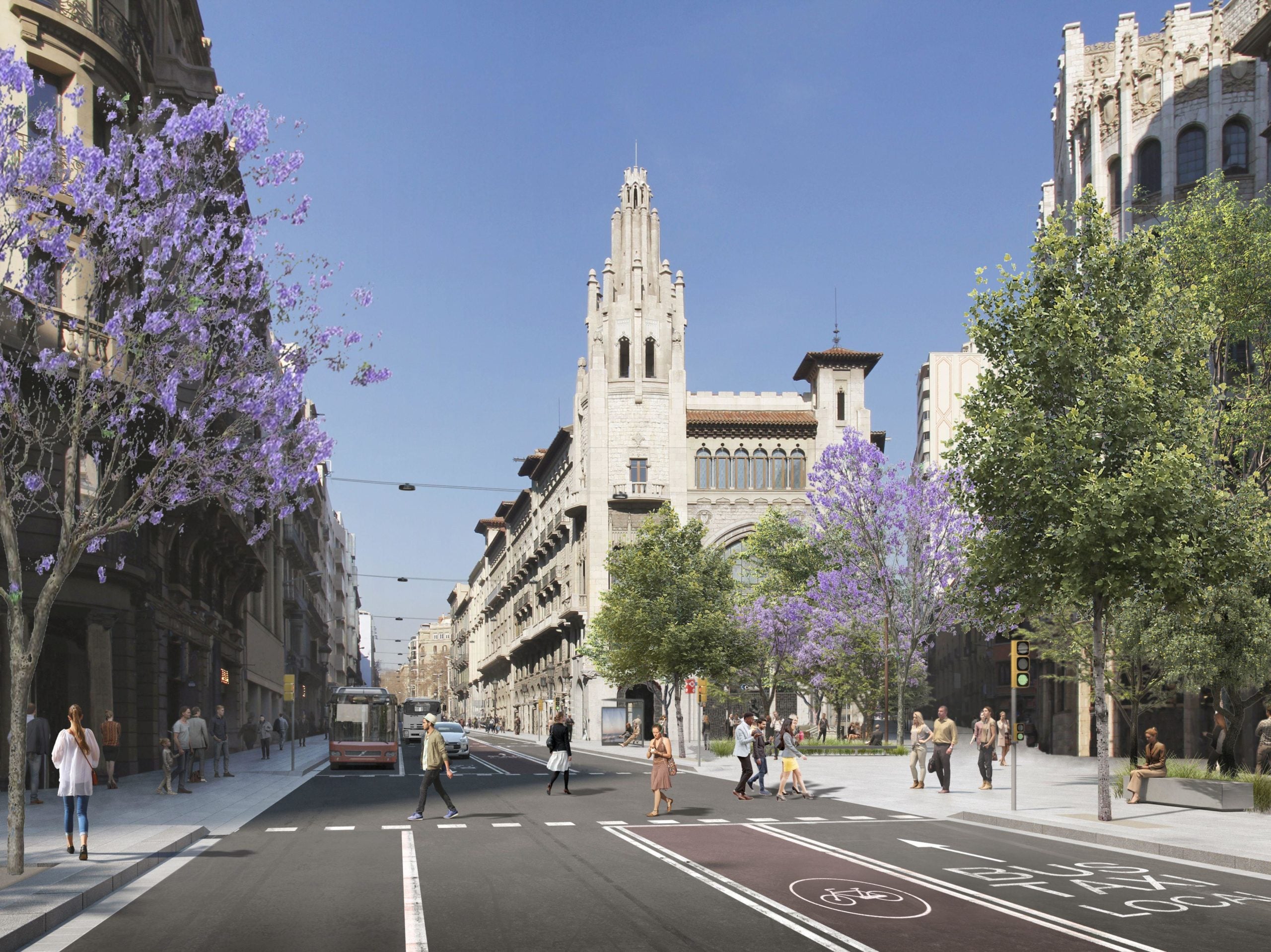 Recreació virtual de la reforma de Via Laietana, amb Jonqueres pacificat / Ajuntament de Barcelona