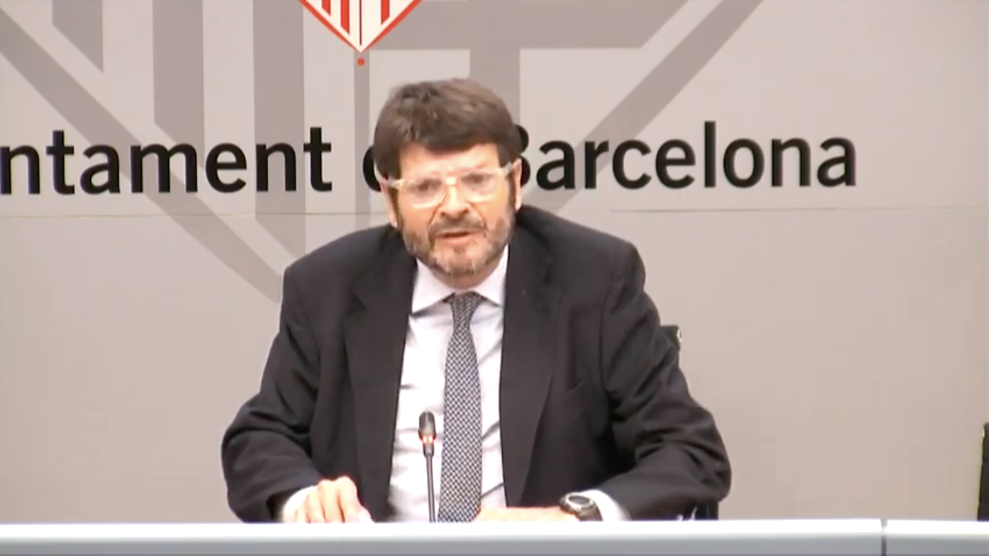 El tinent d'alcaldia de Seguretat Albert Batlle, en la compareixença d'aquest dimecres sobre el confinament pel coronavirus 