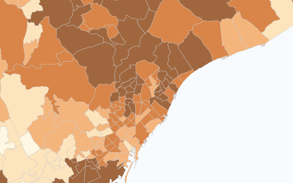 Les zones de Barcelona, segons la taxa de positius en coronavirus / Generalitat