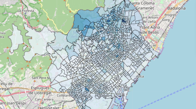 La taxa d'infectats per cada secció censal segons el nou portal de l'Agència de Salut Pública de Barcelona 