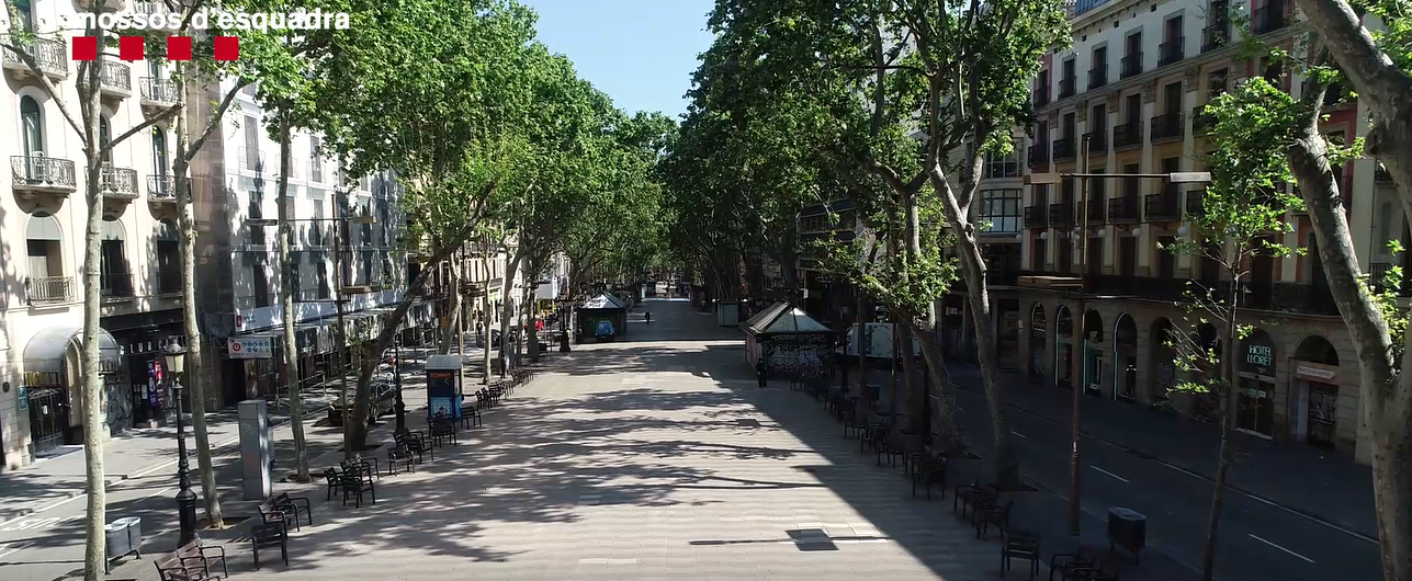 Les Rambles, buides durant la diada de Sant Jordi per l'estat d'alarma / Mossos d'Esquadra