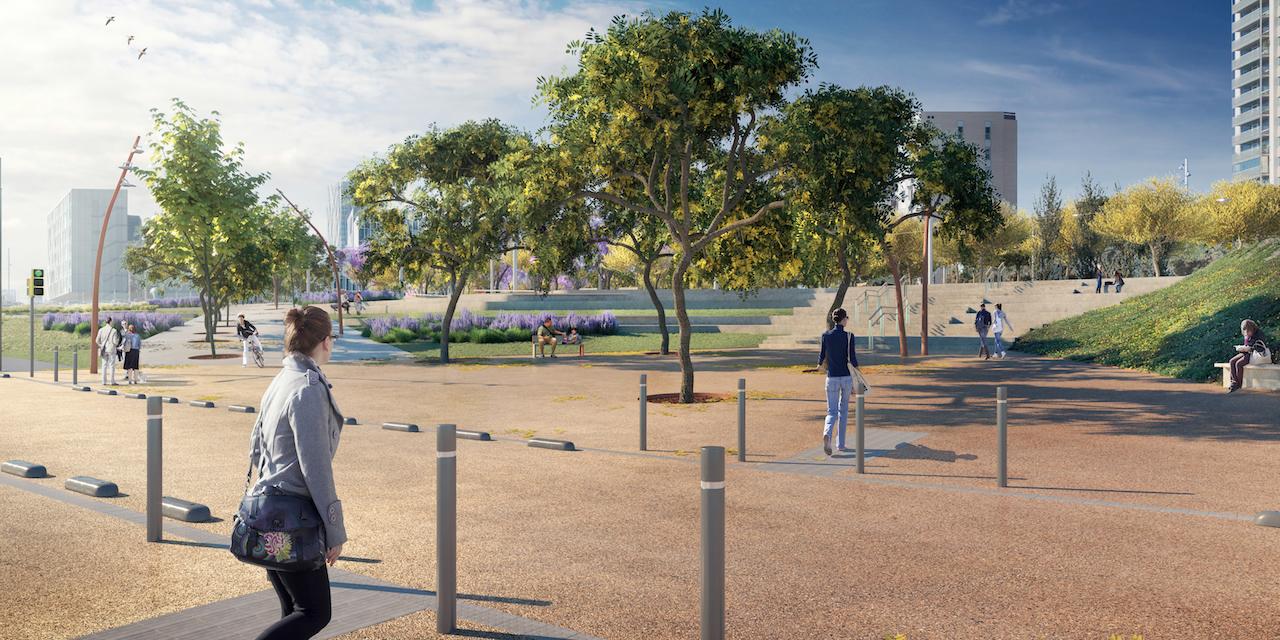 Recreació virtual del futur Parc del Campus de la UPC al Besòs, 26-2-2019 / UPC Recreació virtual del futur Parc del Campus de la UPC al Besòs, 26-2-2019 / UPC