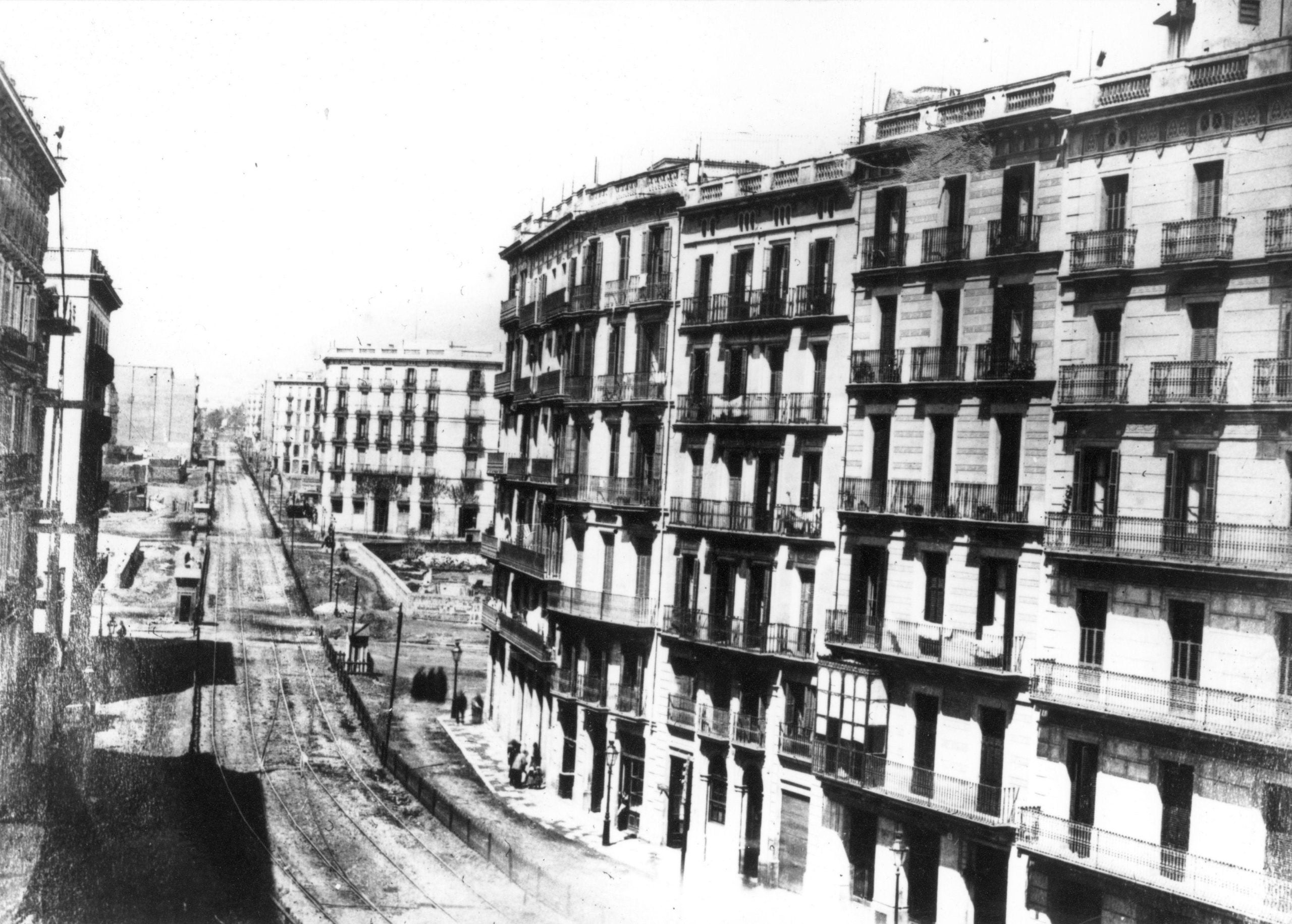 El traçat del tren de Sarrià l'any 1880, pel carrer Balmes / FGC