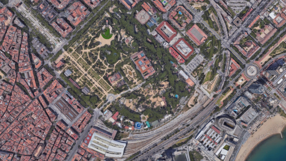 Vista aèria del parc de la Ciutadella / Google Earth Vista aèria del parc de la Ciutadella / Google Earth