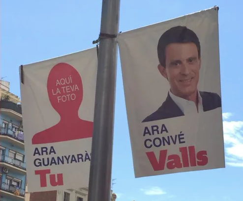 El cartell de la campanya de Manuel Valls, candidat al pitjor de la campanya. | Municipals.cat