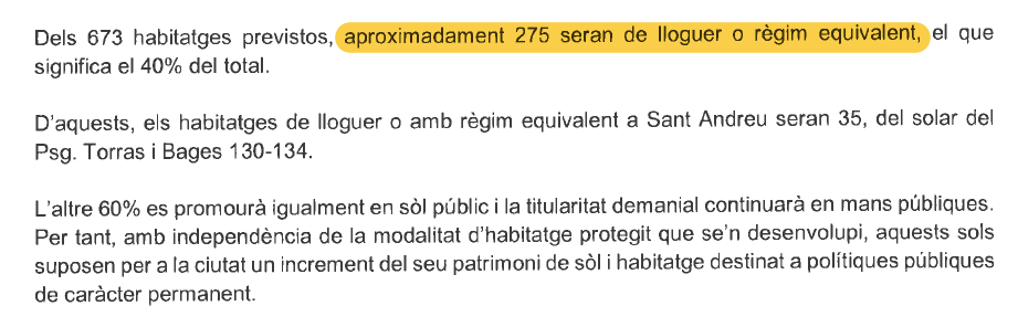 Fragment de la resposta municipal a les al·legacions de l'AV de Sant Andreu de Palomar / Tot Barcelona