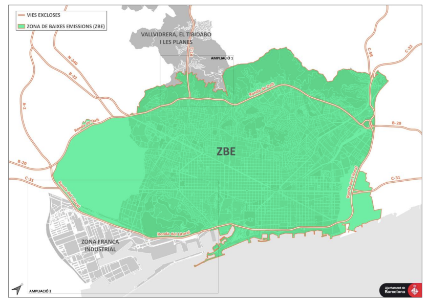 Àmbit d'aplicació de la Zona de Baixes Emissions / Ajuntament de Barcelona