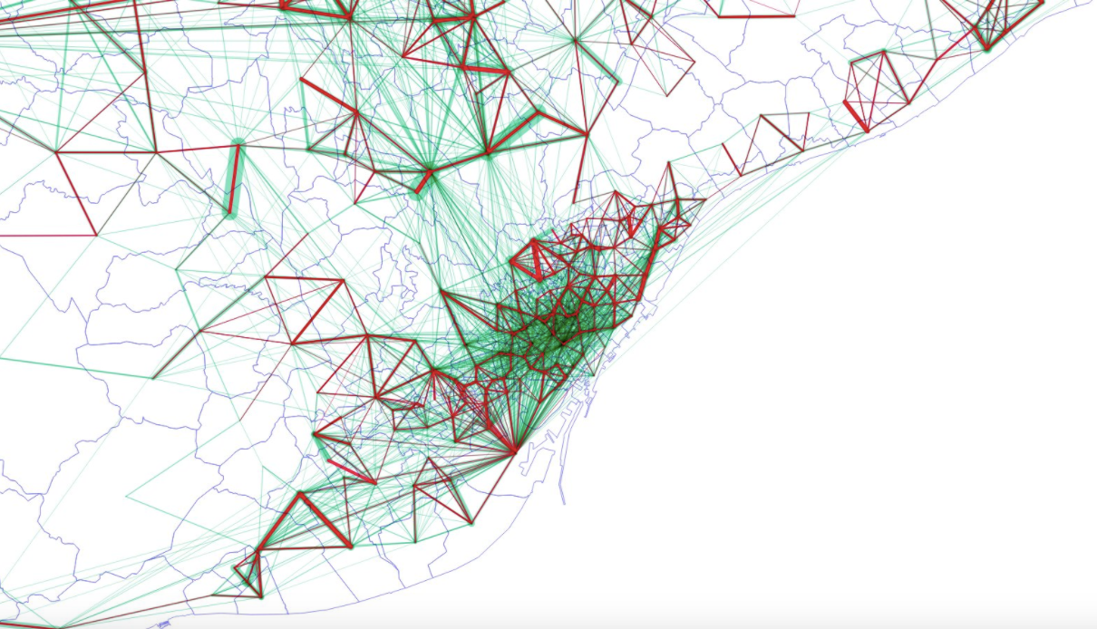 Mapa de la mobilitat metropolitana abans i durant el decret d'alarma / Consultora 300.000 Km/s