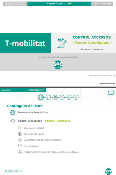 Dues primeres diapositives de la presentació 'PowerPoint' de SOC Mobilitat / TOT Barcelona