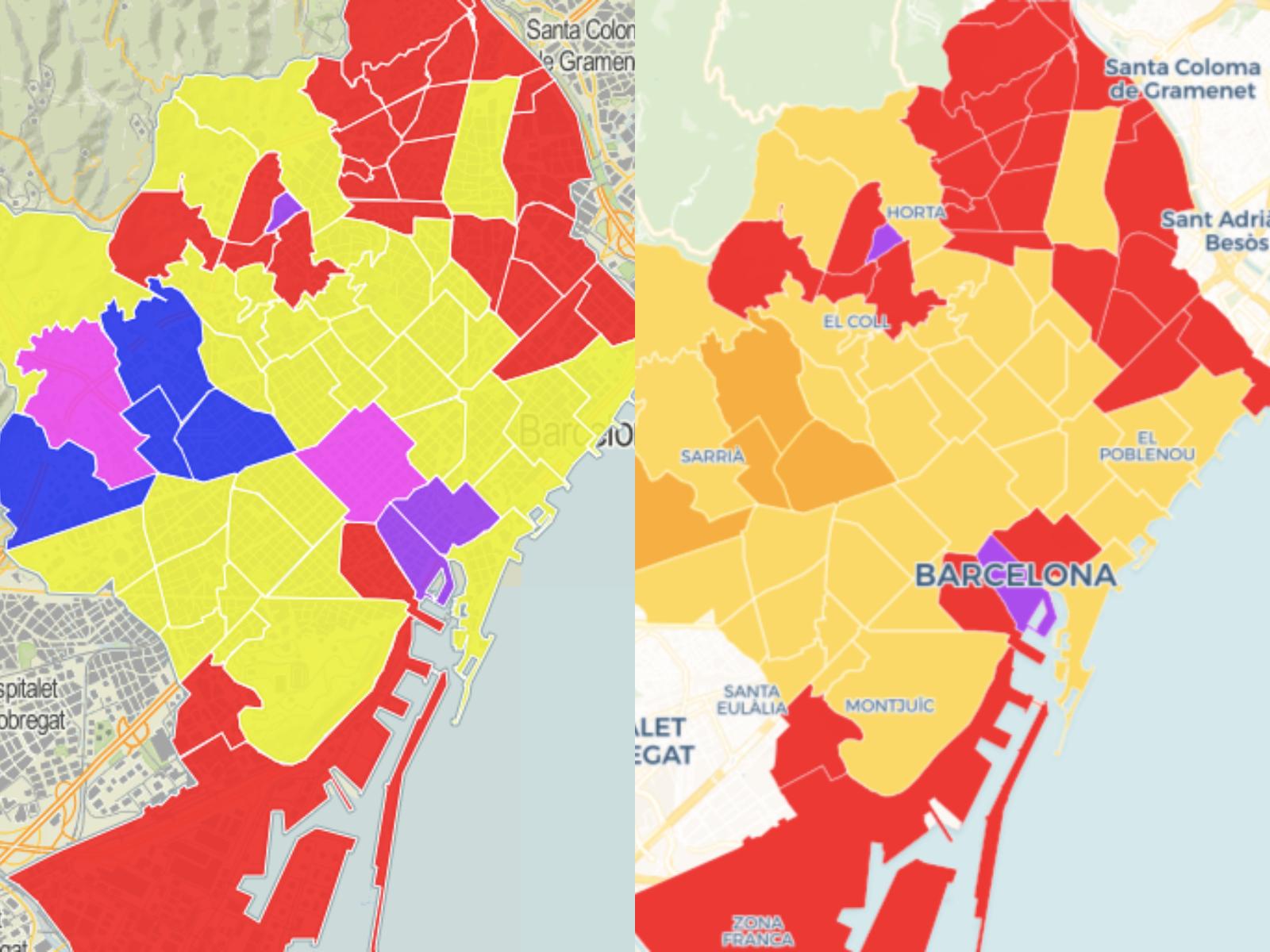 Comparativa resultats 10-N (esq.) i 28-A (dre.) / Instamaps-Carto Comparativa resultats 10-N (esq.) i 28-A (dre.) / Instamaps-Carto