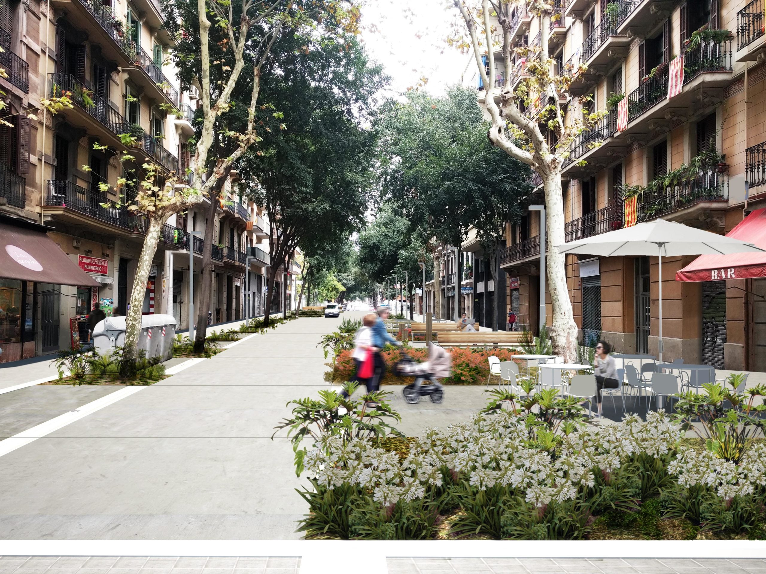 Recreació de l'eix verd als voltants del carrer Girona / ACN