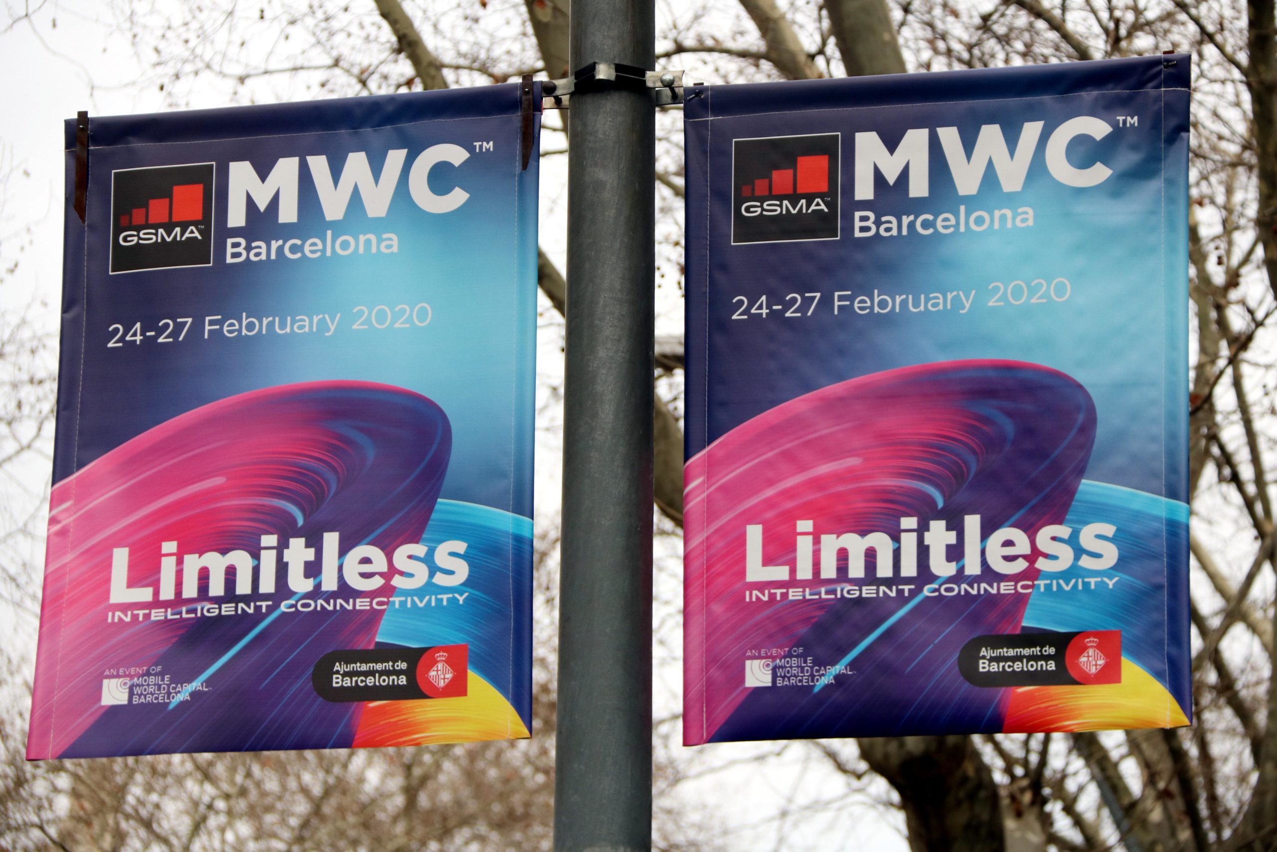 Publicitat del Mobile World Congress (MWC) 2020 a la Gran Via / ACN