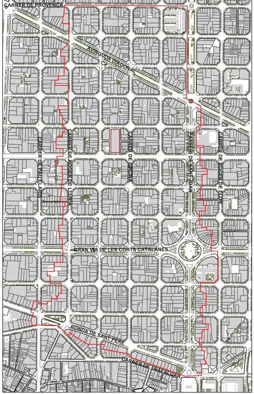 Àmbit de suspensió de llicències d'oci i restauració a l'entorn del carrer Girona / Ajuntament de Barcelona