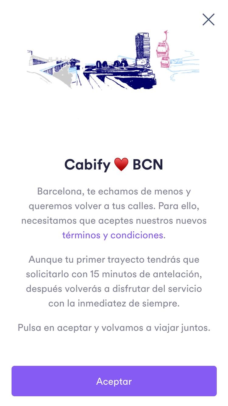 Missatge de benvinguda a l'aplicació. | Cabify