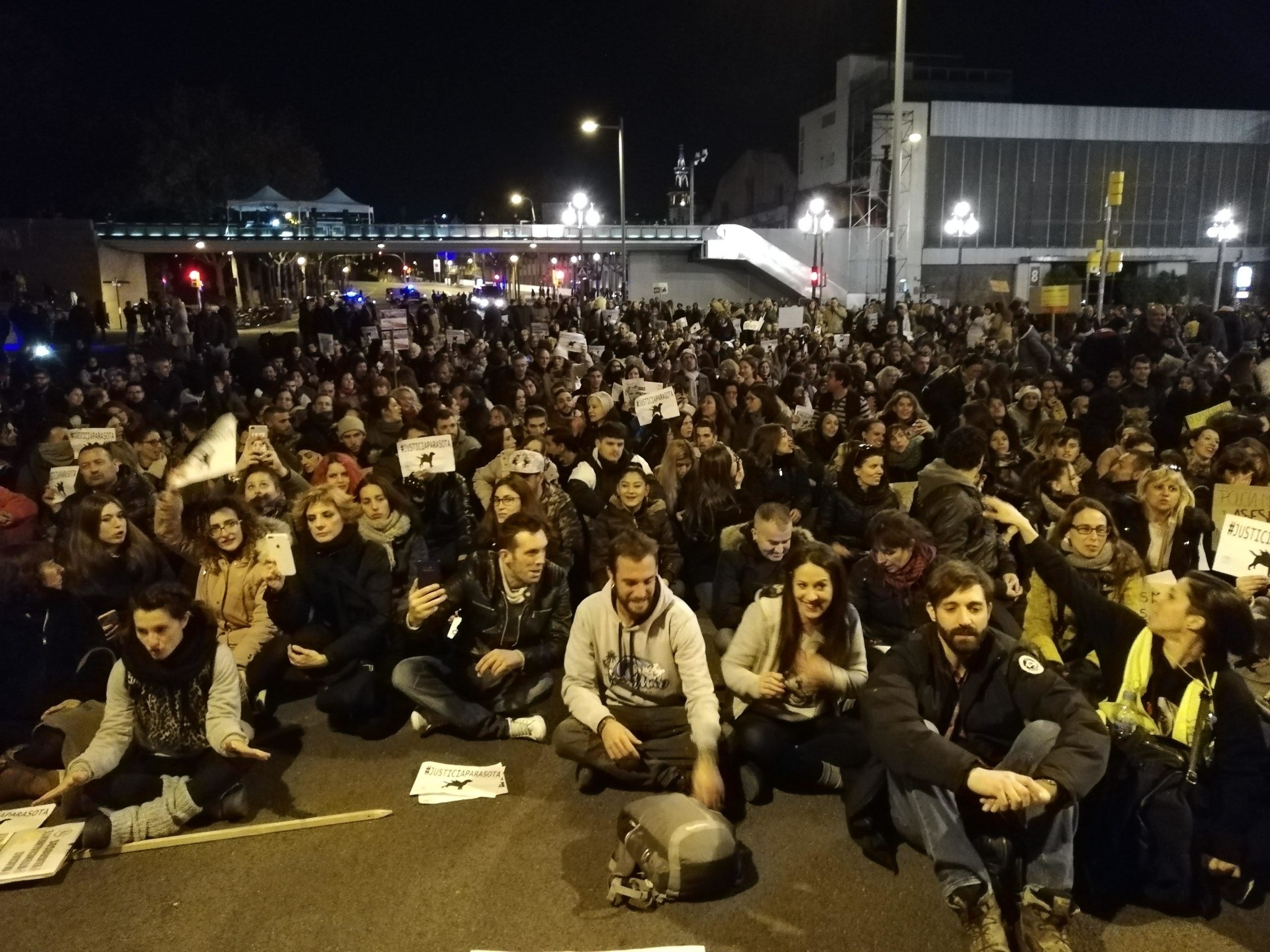 Els manifestants s'han assegut al terra per acabar la concentració / XFDC