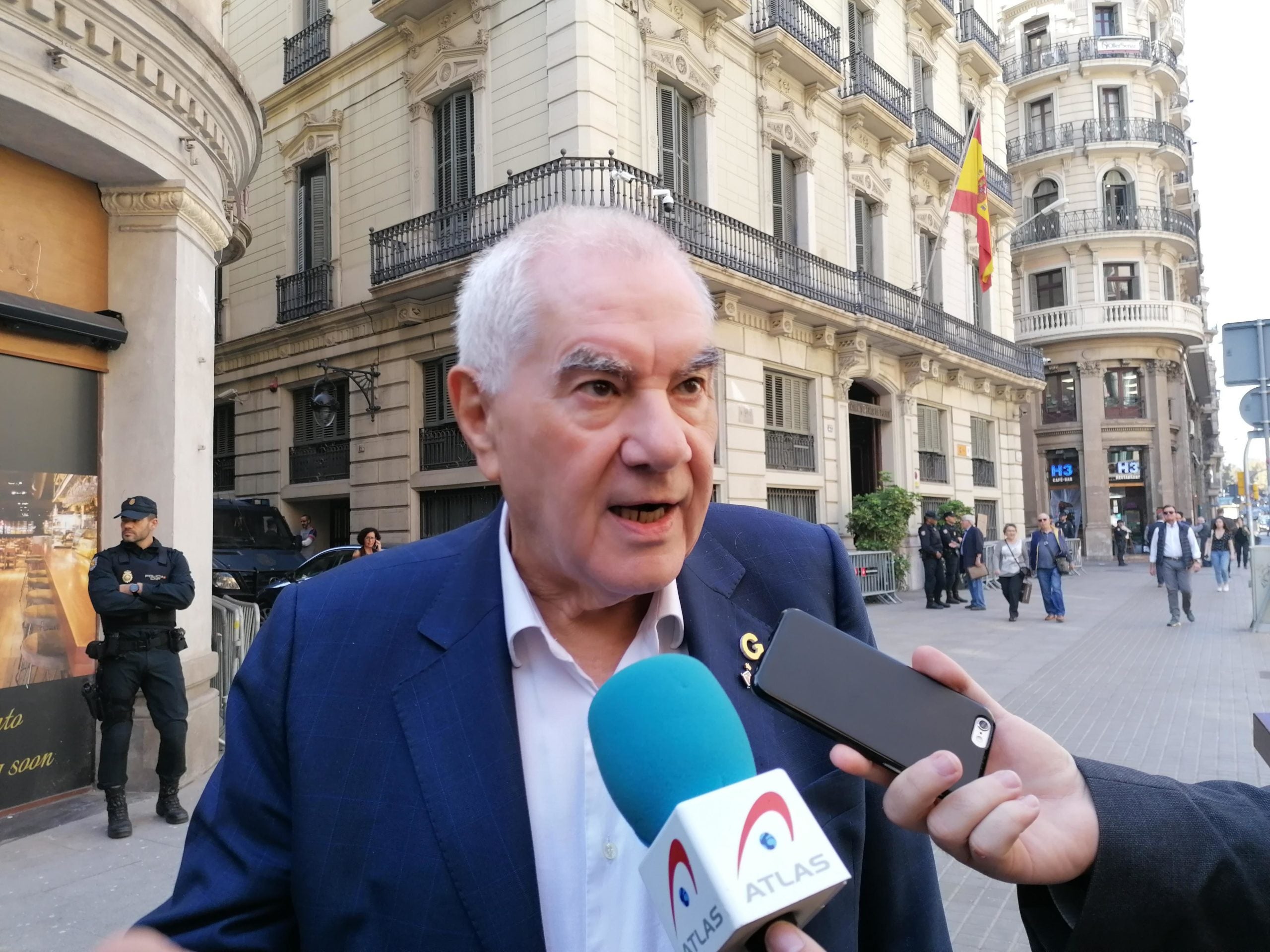 Maragall en roda de premsa davant la prefectura de Via Laietana / MMP