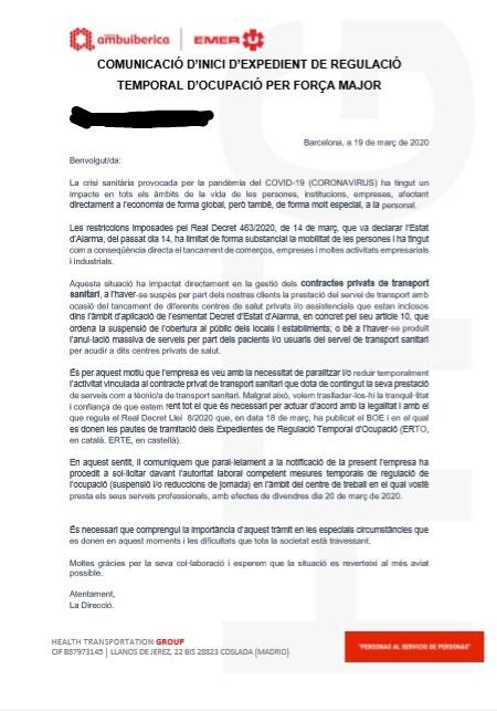 La carta que va rebre un dels afectats / TOT Barcelona