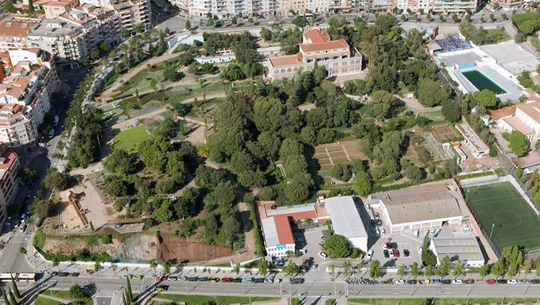 Vista aèria dels jardins del Doctor Pla i Armengol, al barri del Guinardó / Districte d'Horta-Guinardó