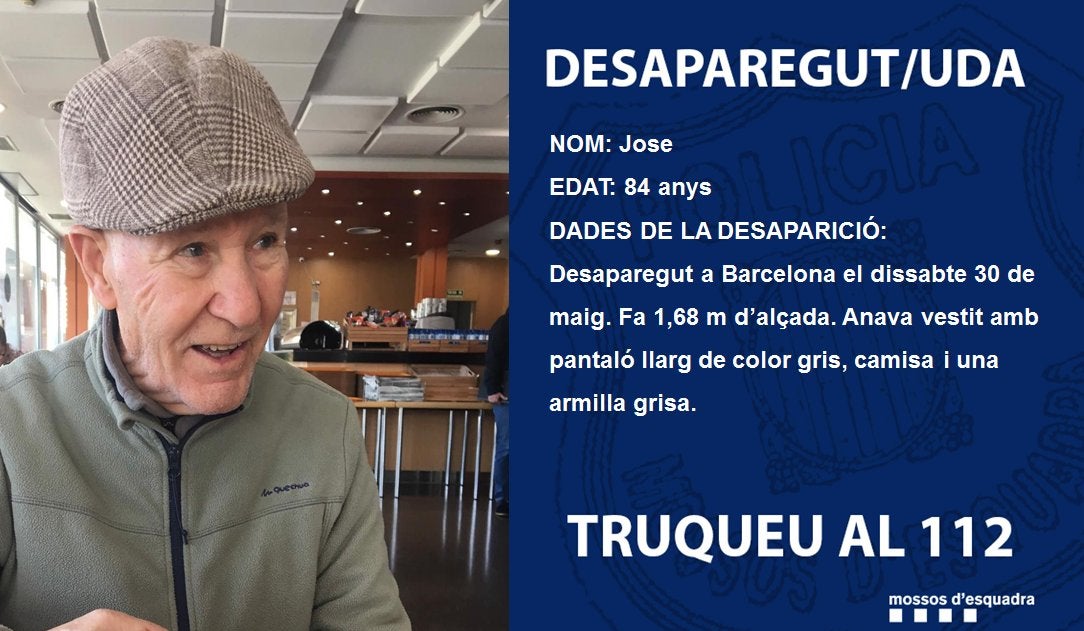 Un home de 84 anys ha desaparegut a Barcelona / CME