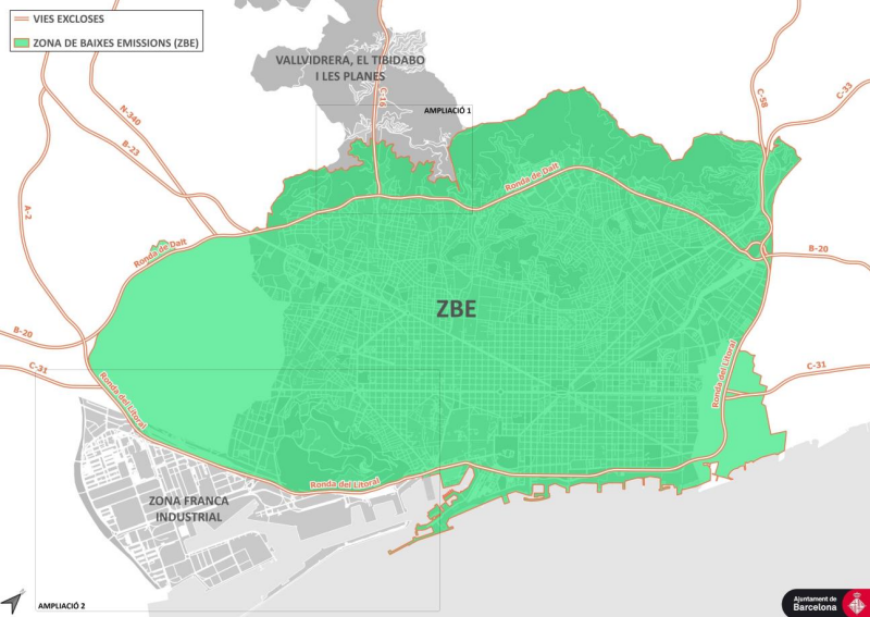 El mapa de la Zona de Baixes Emissions / Ajuntament de Barcelona
