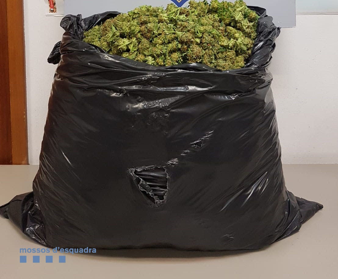 Bossa de marihuana confiscada a un traficant amb patinet a Sant Martí en ple confinament pel coronavirus / CME