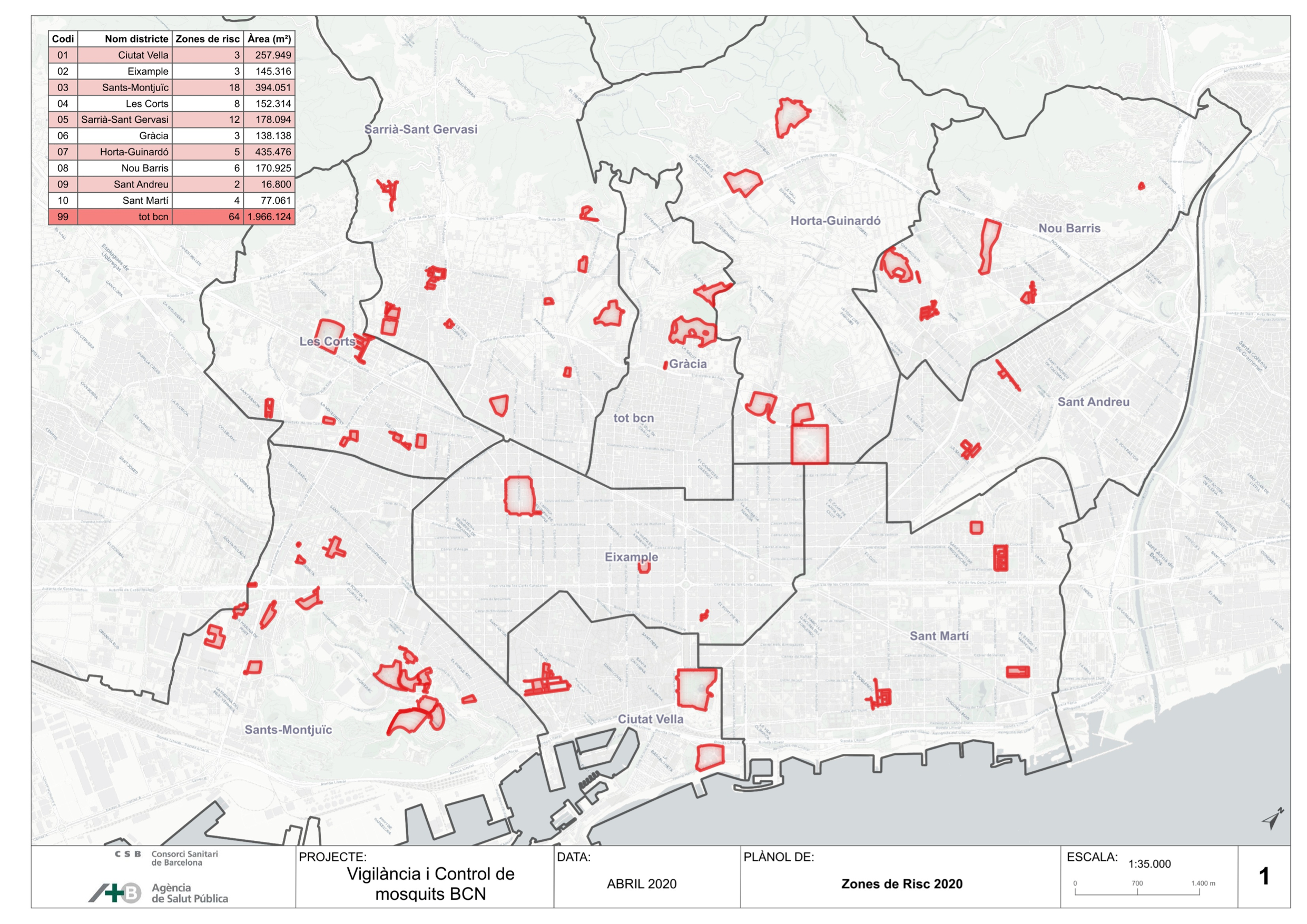 Zones de risc de mosquit tigre previstes per a l'estiu 2020 / ASPB