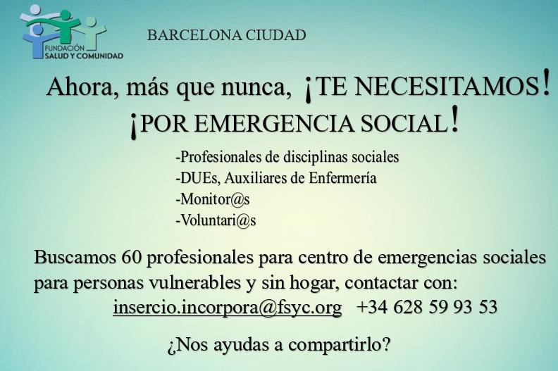 El cartell que demana ajuda per gestionar l'espai de la Fira / Fundación Salud y Comunidad