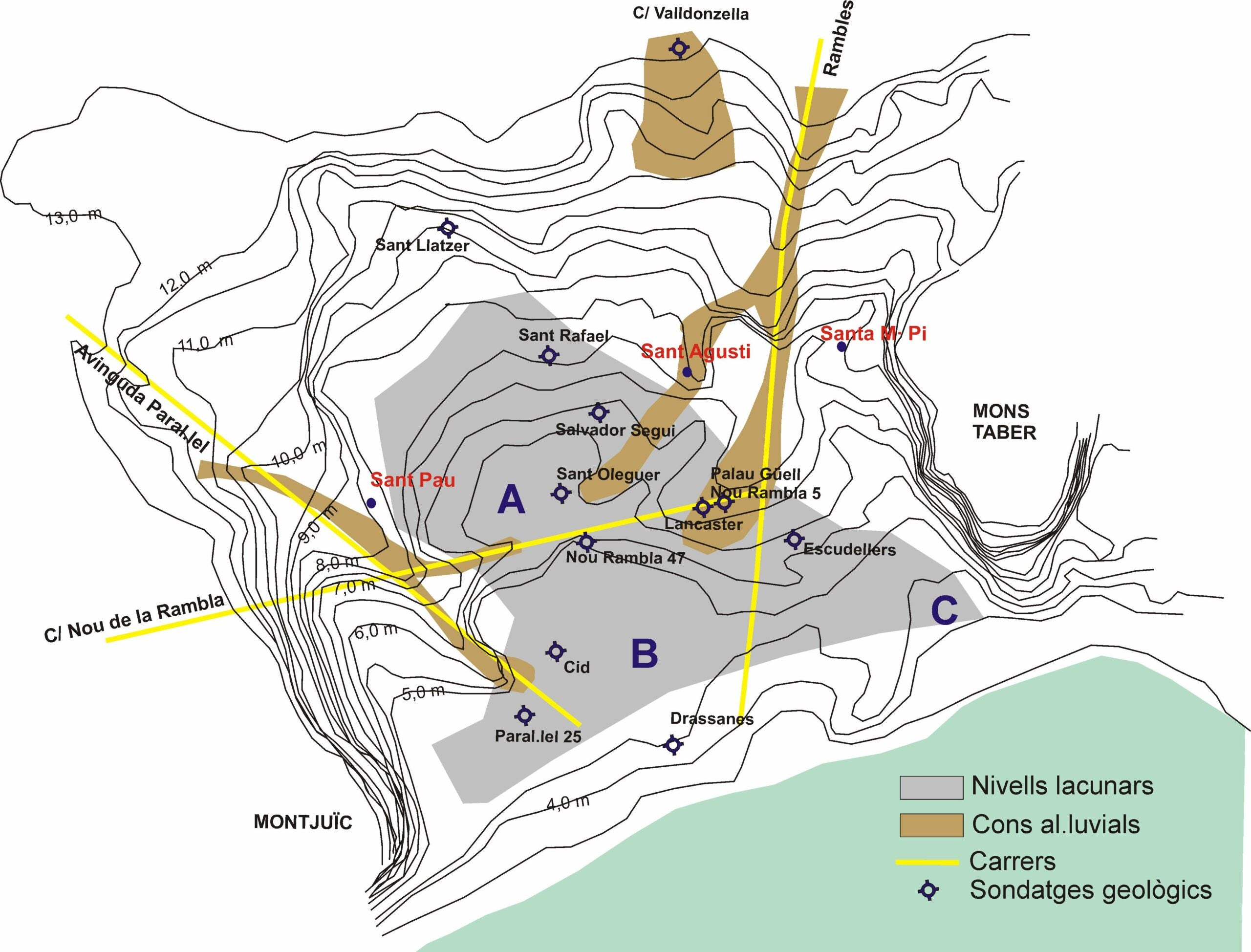 Extensió de l'estany del Cagalell durant el neolític Antic i Mig / Paleo Bàrcino
