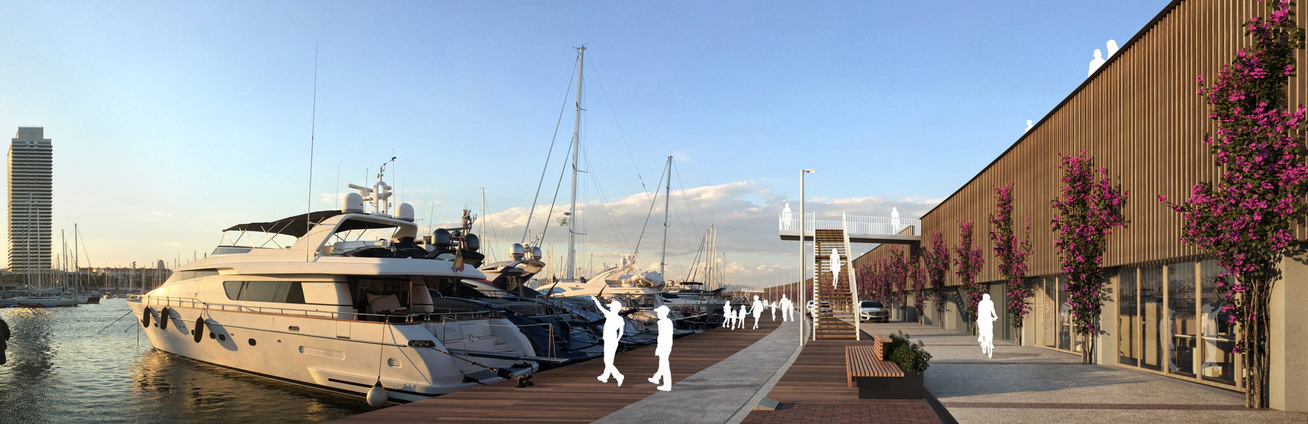 Recreació virtual del futur dic de recer del Port Olímpic / Ajuntament de Barcelona