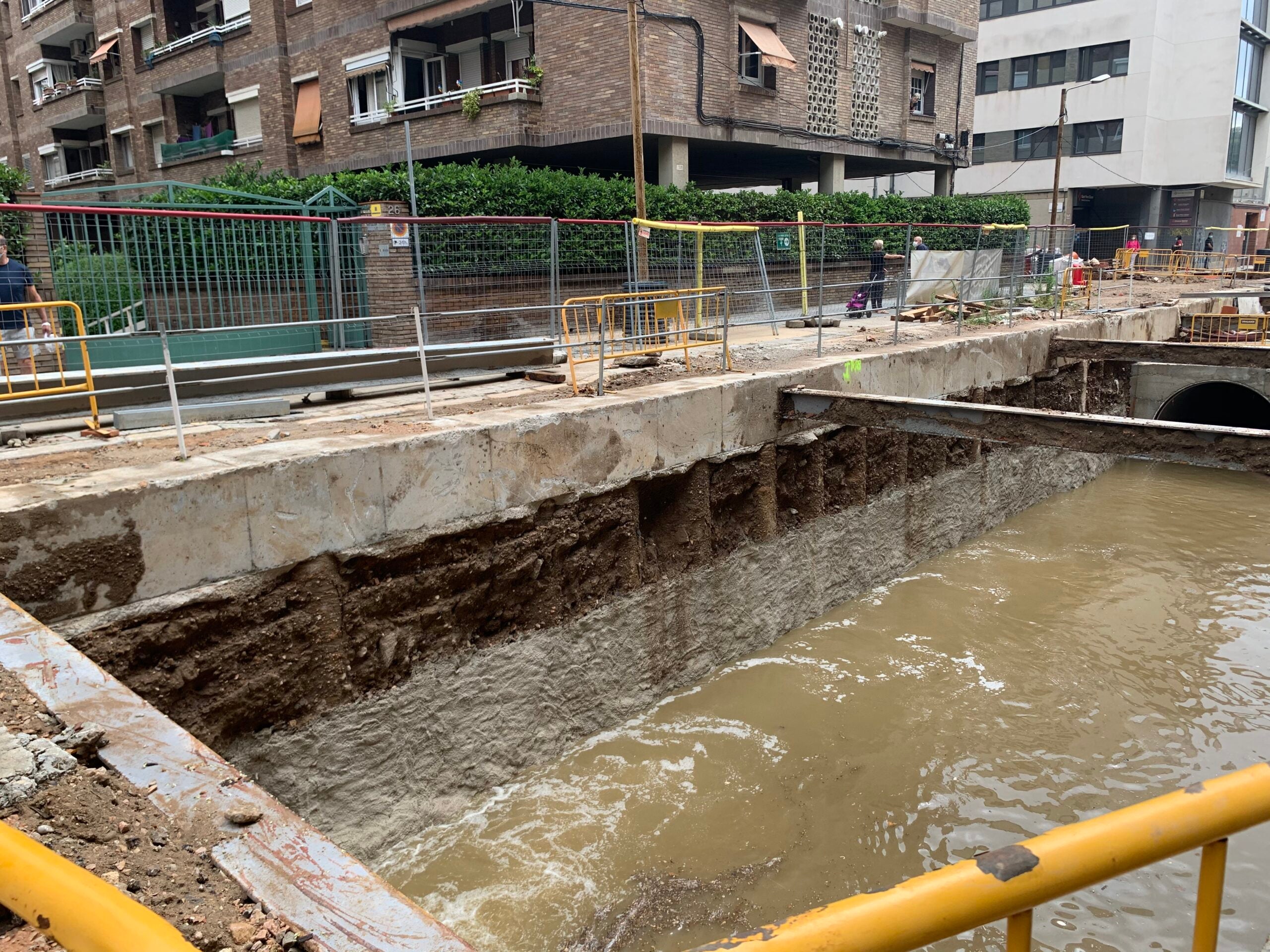 Obres del col·lector del Poble-Sec, inundades aquest dijous 16 de juliol / SB